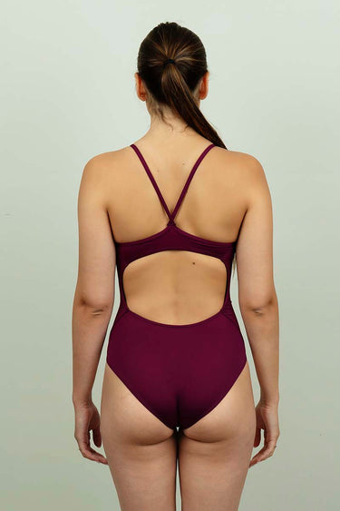 Bañador básico mujer confort naranja teja.-Vista-2-Vista-3